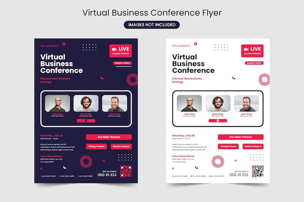 Vector virtuele zakelijke conferentie flyer-sjabloon