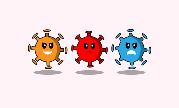 Virus, bacteria, microbes icon. set vector of virus, bacteria, microbes cartoon character.