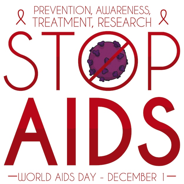 Vector virus in banning signal representing the prevention against vih in world aids day in december 1