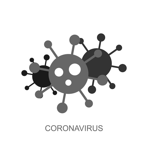 Virus cartoon icoon met minimalistisch inscriptie ontwerp vector bacteriën symbool eenvoudig cel teken