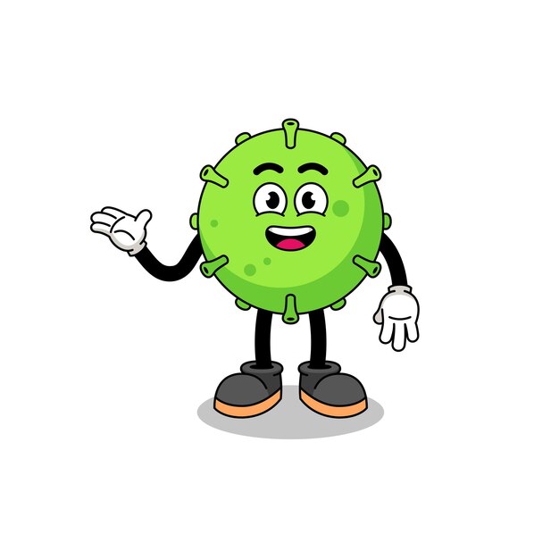 Virus cartoon met welkom pose