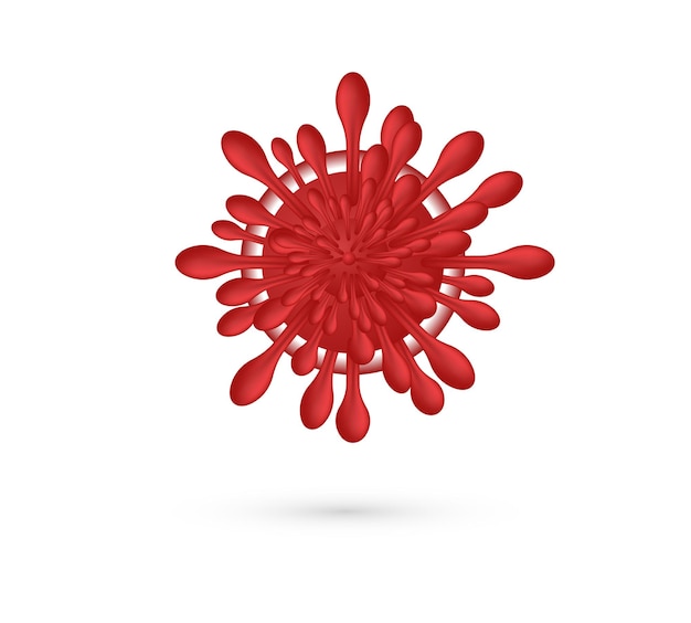 Virus cartoon microbiology object visible in microscope round red cell of microorganism with antennae pathogens of dangerous diseases abstract microbe model vector illustration