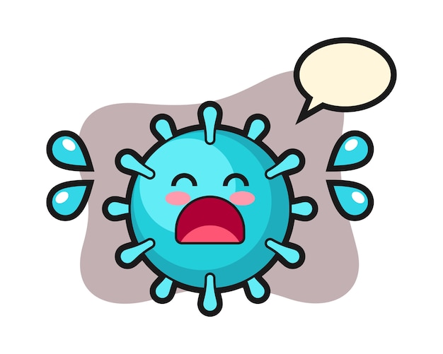 Virus cartoon with crying gesture