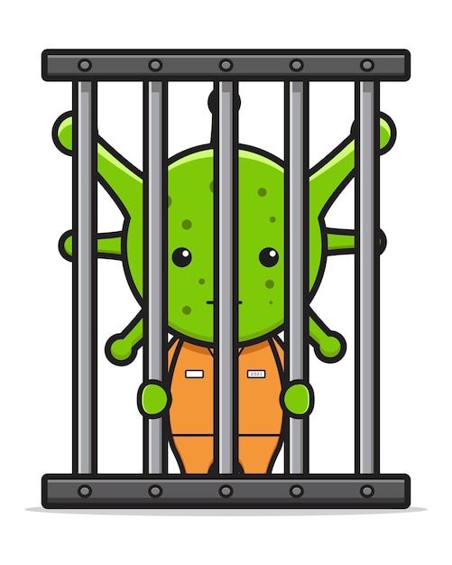 Virus covid-19 imprisoned cartoon icon vector illustration. design isolated flat cartoon style