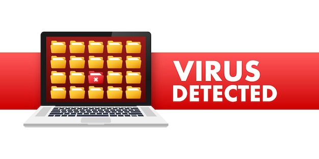 Virus detected alert message Cyberattack Emergency alert Vector stock illustration