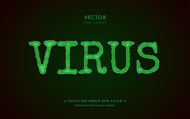 Vettore effetto di testo vettoriale modificabile del virus