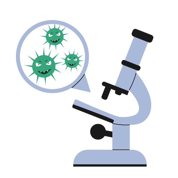Virus en bacteriën microscoop vector illustratie in cartoon stijl microscoop clipart