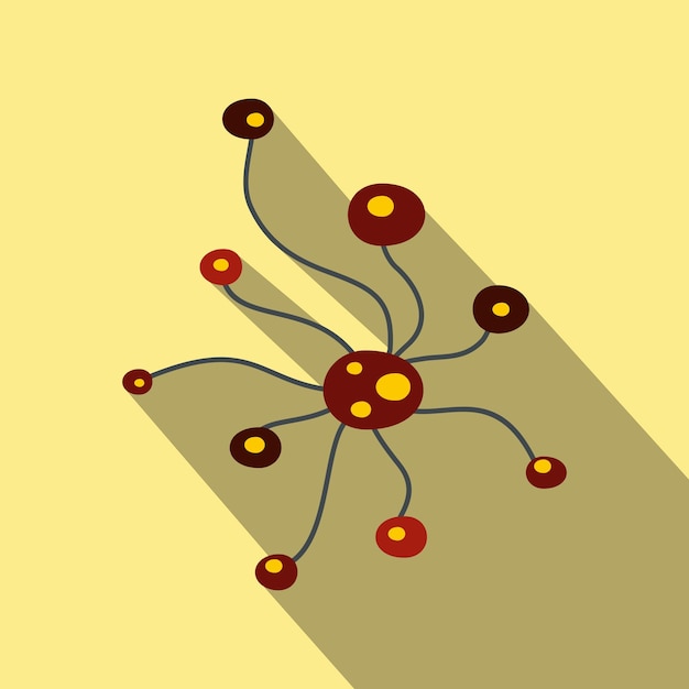 Вектор Плоская иконка вируса на желтом фоне