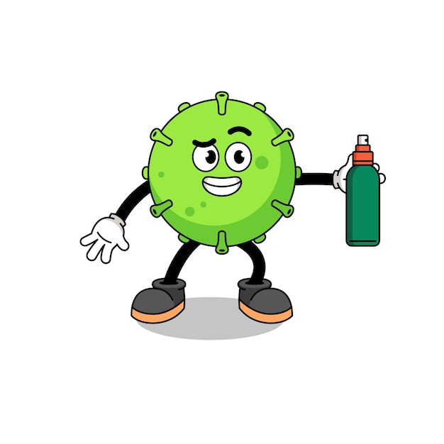 Virus illustratie cartoon met muggenspray