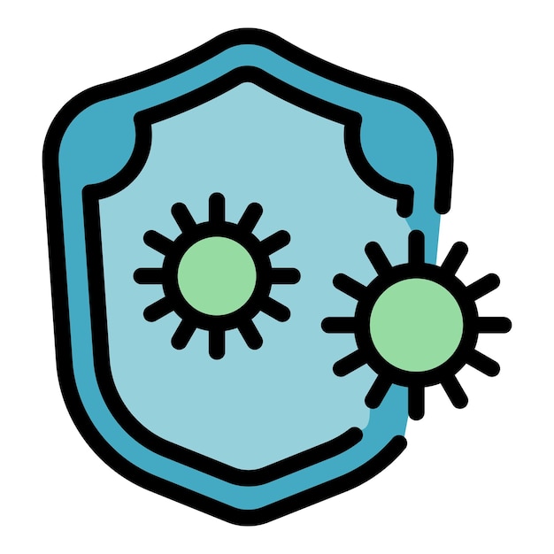벡터 바이러스 면역 아이콘 흰색 배경 색상 플랫에 격리된 웹 디자인을 위한 개요 바이러스 면역 벡터 아이콘