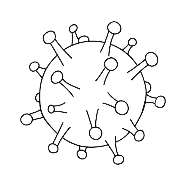 Vector virus line sketch science doodle illustration microbe in outline