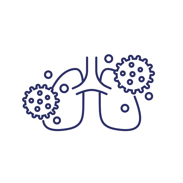 Virus and lungs line icon