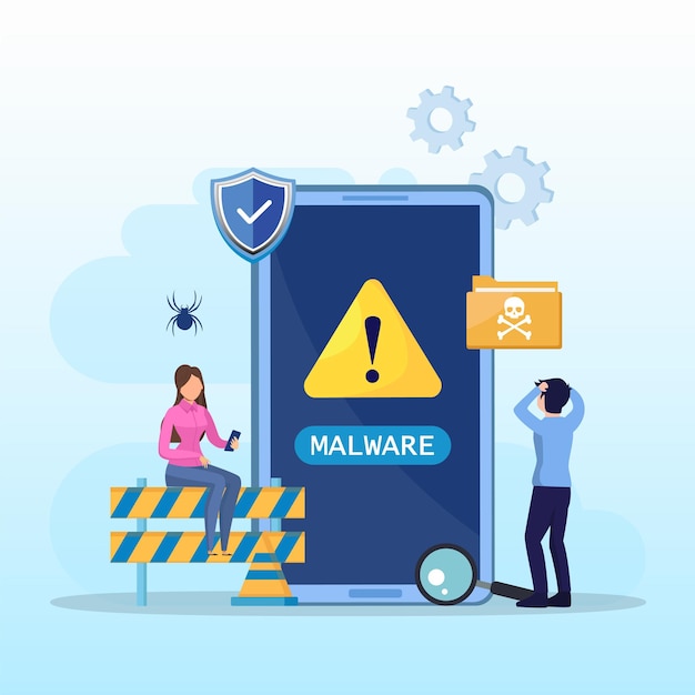 Virus malware gedetecteerd concept virussen vallen waarschuwingsborden aan hacken waarschuwingsberichten vector