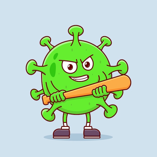 Virus mascot cartoon vector icon illustration isolated object