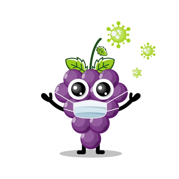 Virus mask grape cute character mascot