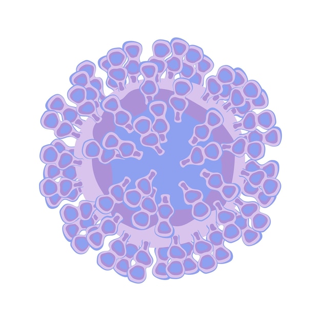 Vector virus of bacteriën cel geïsoleerd op een witte achtergrond. pathogene cel van influenza covid-virus.vector