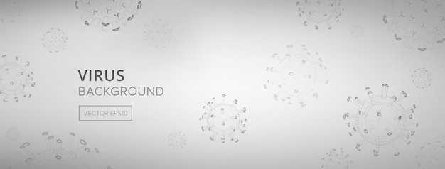 Virus particle outlines in light gray banner background with space for text