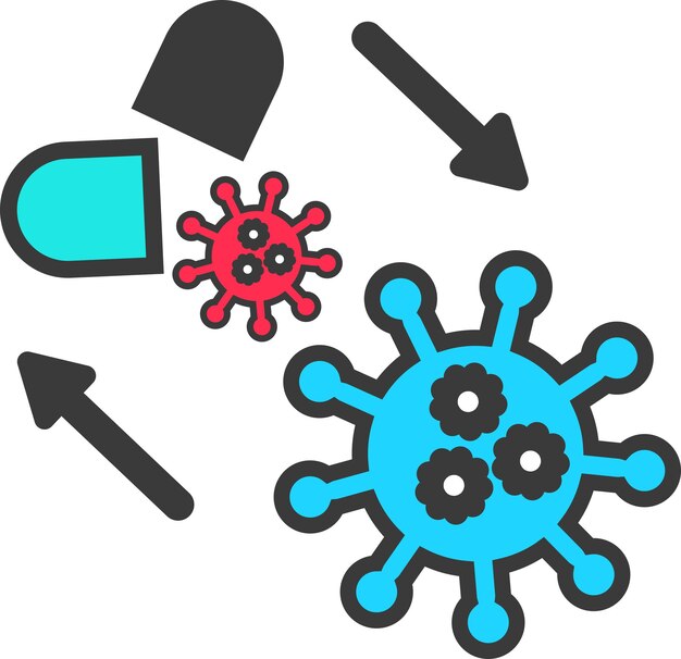 Vector virus platte pictogram vector hand getrokken