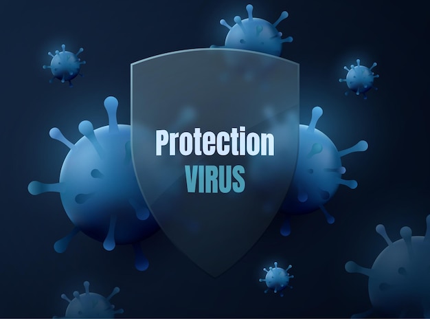 Virus protection concept security shield background