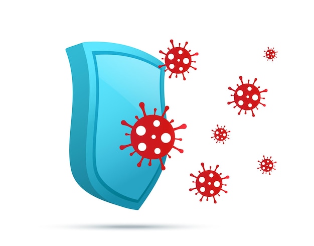 Concetto di protezione antivirus scudo di sicurezza per la protezione antivirus