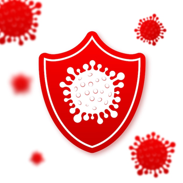 Защита от вирусов Вирусные микробы Защитный щит Иммунная система Вакцинация людей Векторная иллюстрация
