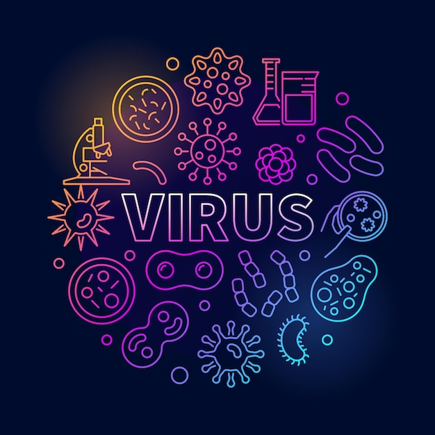 Virus ronde kleurrijke vectorillustratie gemaakt met virussen symbolen