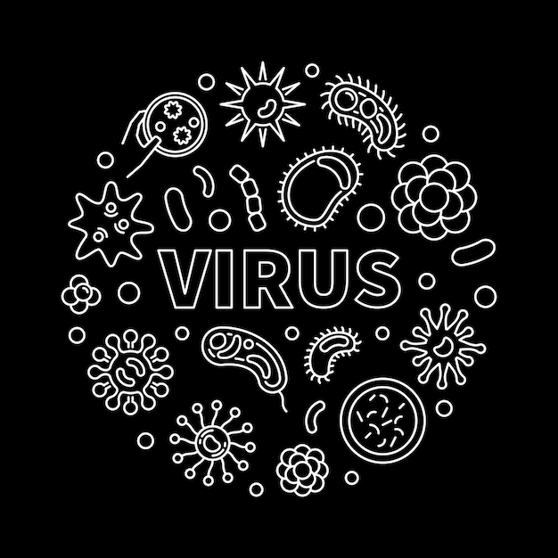 Vector virus round vector concept illustration in outline style