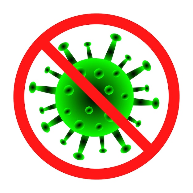 Illustrazione vettoriale del segnale di arresto del virus per l'elemento di design di avviso di malattia. progettazione grafica dei batteri.