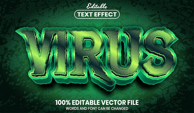 Vector virus text, font style editable text effect