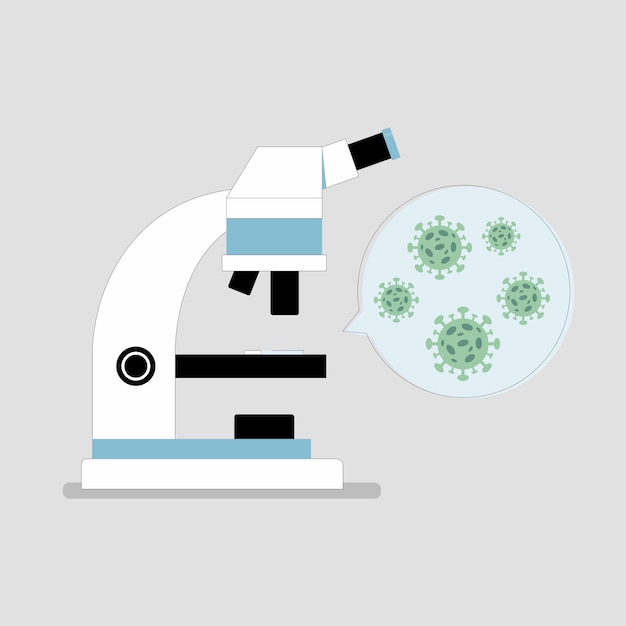 현미경 코로나 바이러스 Covid19 벡터 일러스트 레이 션 실험실 연구 분석에서 바이러스