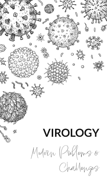 Vector virus verticale achtergrond in schetsstijl
