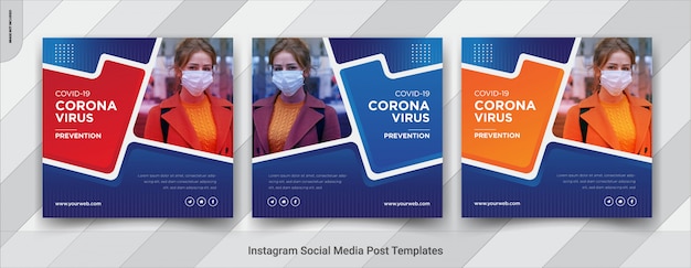 Modelli di post quadrati quadrati di social media di avviso virus