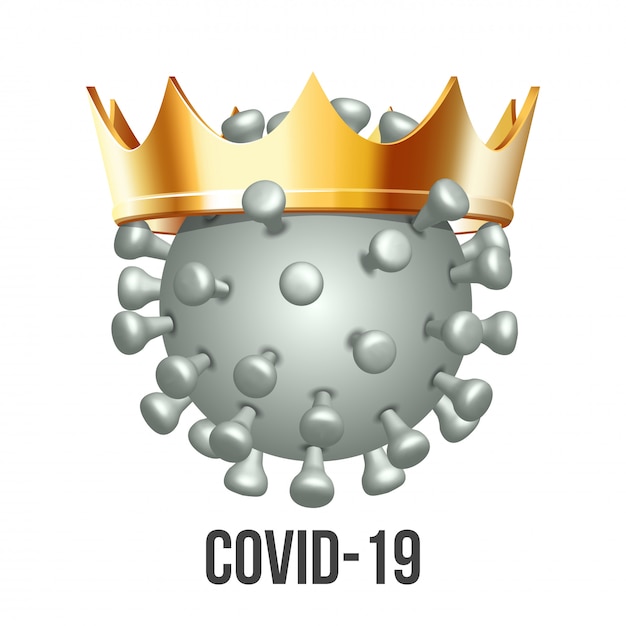 Vector virus wearing a crown, 2019-ncov novel coronavirus concept