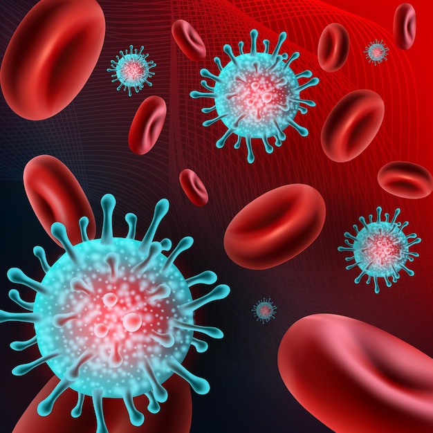 Vector viruses erythrocytes background vector eps10 3d style