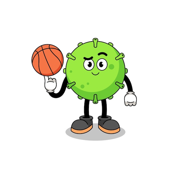 Virusillustratie als basketbalspeler