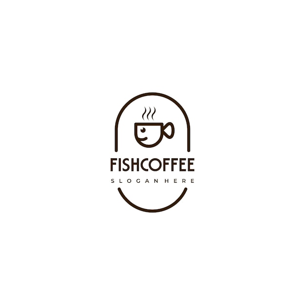 Vis combineert met kop koffie logo dier koffie logo concept
