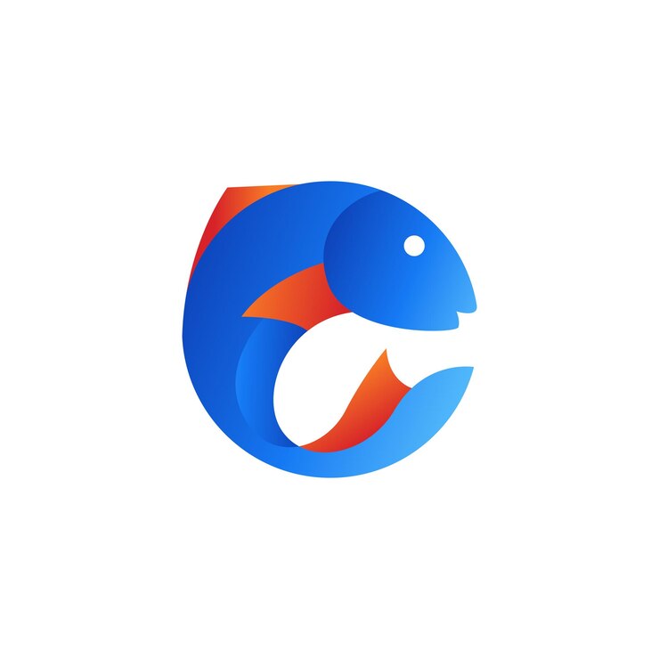 Vector vis en cirkel logo ontwerp illustratie met kleurrijke gradiënt 2