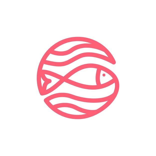 vis en sushi op cirkelvorm Japans eten teken logo ontwerp food restaurant