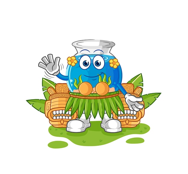 Vis kom hawaiian zwaaien karakter cartoon mascotte vector