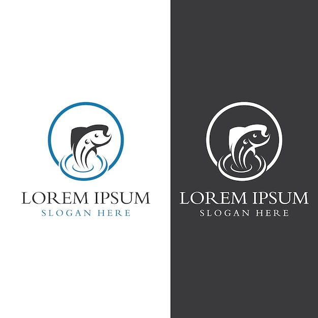 Vis logo vishaak visolie en zeevruchten restaurant pictogram Met vector pictogram concept ontwerp illustratie sjabloon