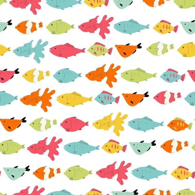 Vector vis vector cartoon naadloze patroon op een witte achtergrond