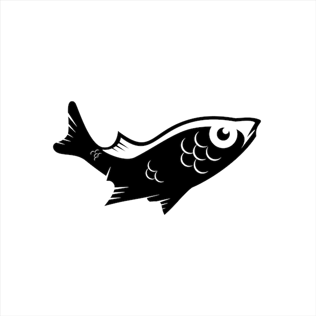 vis vector moderne cartoon platte zwarte illustratie mascotte