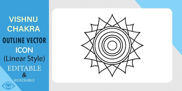 vishnu chakra circular symbol illustration outline vector icon editable