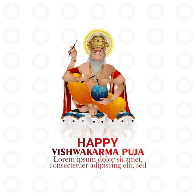 Vishwakarma jayanti hindoe god festival van vishwakarma vector illustratie en achtergrond