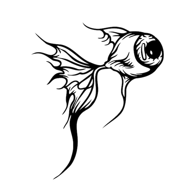 Vector vision design logo or fish with eyes ball