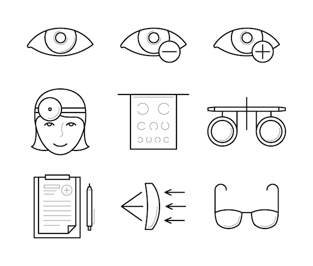 Vector vision diagnostic and correction icons