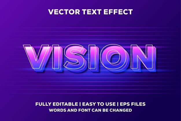 Effetto testo vettoriale di visione completamente modificabile