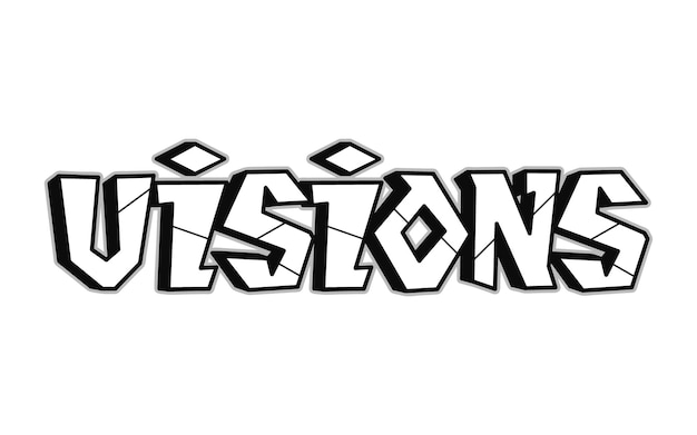 Visions word trippy psychedelic graffiti style letters