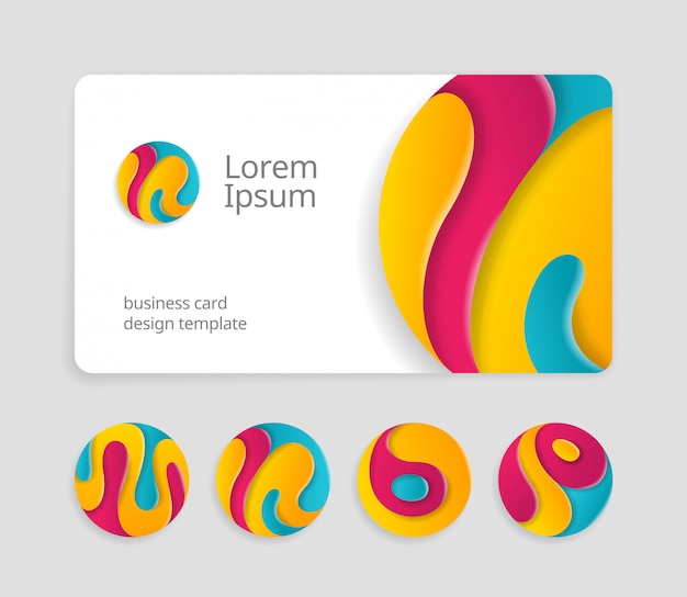 Visit card design template with abstract rounded signs