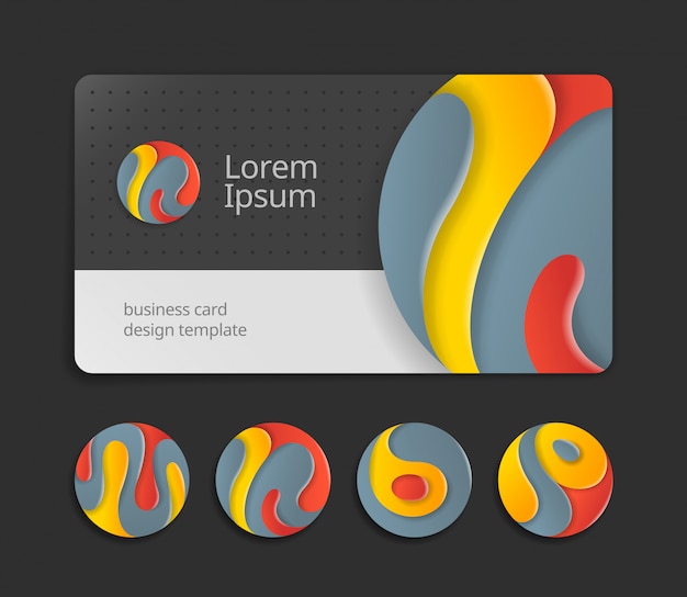 Vector visit card design template with abstract rounded signs